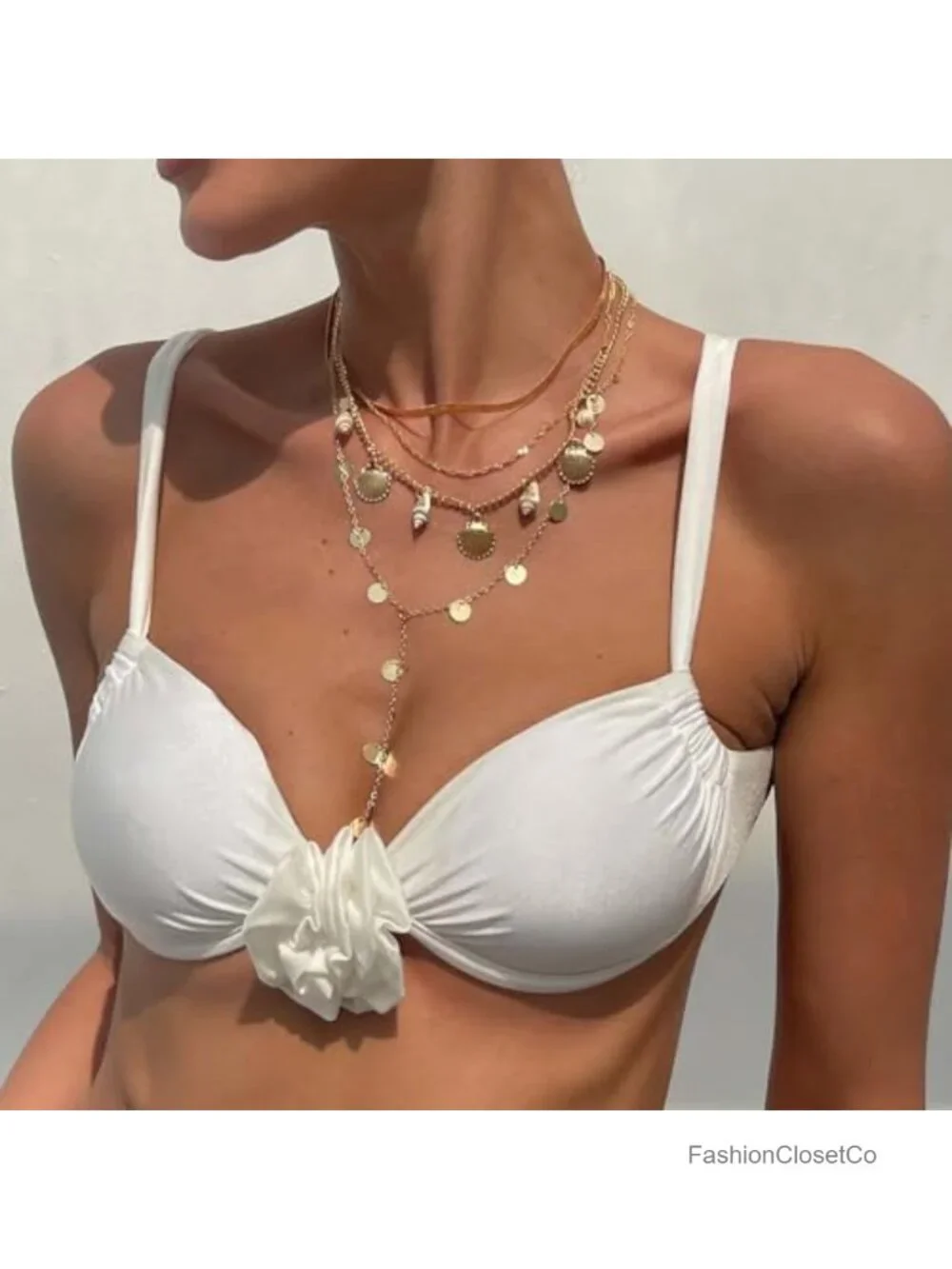 Layered Pearl Shell Necklace, Gold Tone Starfish Pendant